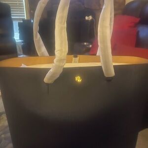 Ralph Lauren Black and Tan Tote Bag